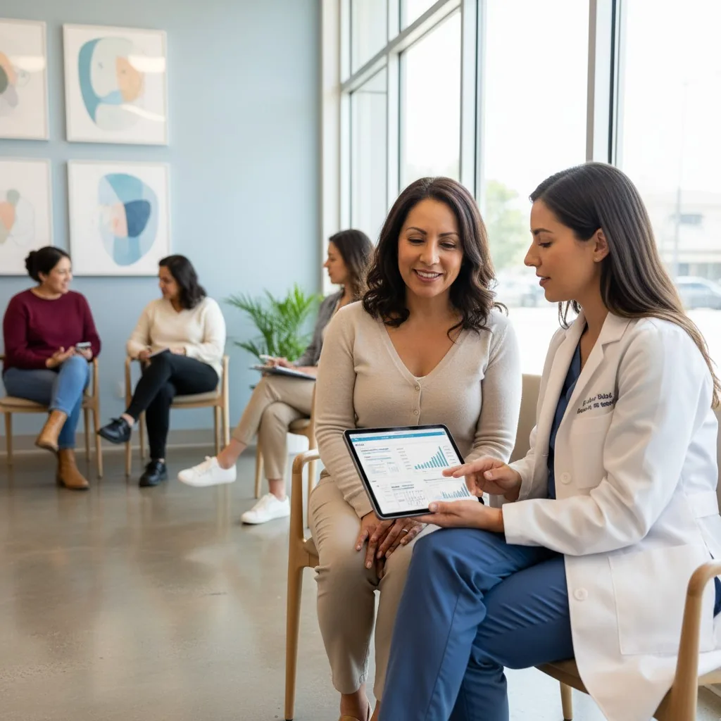 Consulta con profesional de salud y paciente en clínica de Houston; orientación en español